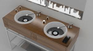 this bathroom sink looks like a dj console