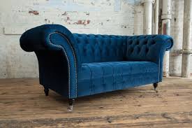 geneva chesterfield sofa blue velvet