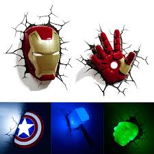 Acecorner Marvel Avengers Iron Man Hulk Face Led 3d Creative Wall Lamp Captain America Night Light Christmas For Boy Kids Gifts Led Night Lights Aliexpress