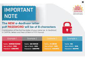 aadhaar card pword how to open e