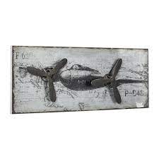 Metal Airplane Plaque 46 W 18 H