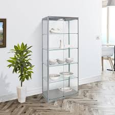 silver glass display cabinet with 1 led