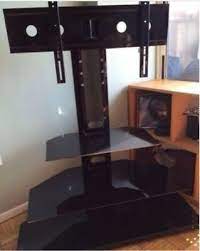 modern 3 shelf black glass tv stand
