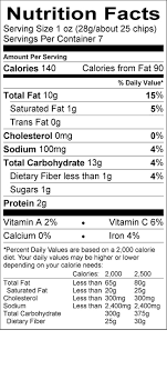 nutritional label fox family potato