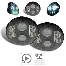 7 round led headlight pair with high