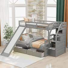 Full Over Queen L Shaped Bunk Bed