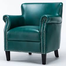 Chita swivel accent armchair, faux leather living room club chair with metal base, dark blue. Comfort Pointe Holly Teal Green Faux Leather Club Chair 8030 30