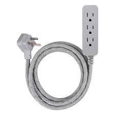 Ge 3 Grounded Extension Cord With Surge Protection 250j 8 Braided Cord Gray Heather Single