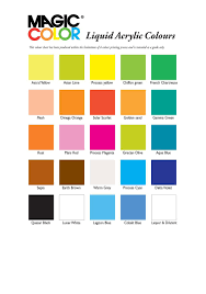 Magic Inks Colour Chart In 2019 Acrylic Colors Colours