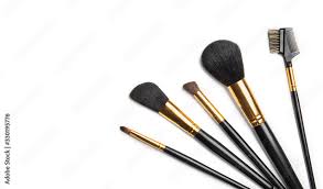 make up brushes set over white