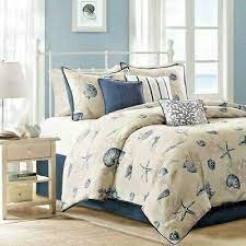 coastal comforter set king blue ivory
