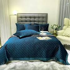 kaushal teal bedspread bed quilt velvet