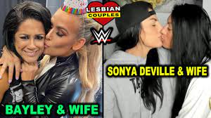 Lesbian WWE Couples Kissing - Bayley & Wife, Sonya Deville & Wife - YouTube