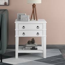 White Sofa Side End Table With 2