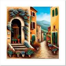Village Street In Tuscany Landscape