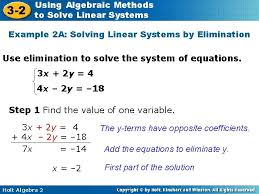 Using Algebraic Methods Solve Linear