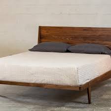 wood bed frame queen king mid century