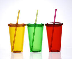 tumbler with straw acrylic juice cup