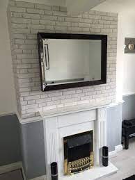 white brick wallpaper fireplace