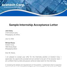 internship acceptance letter templates