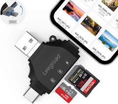 Leegload Sd Card Reader 4 In 1 Micro Sd Card Reader For Iphone Ipad Android Mac Trail Camera Deer Cam Card Viewer With Usb C Lightning No Need App