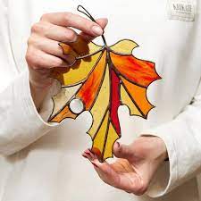 Maple Stained Glass Leaf Suncatcher