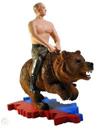 Actual footage of amazing leader vlad putin fighting evil american bear pig swine in fight promo from glorious motherland russia Vladimir Putin Riding A Bear Action Figure Toy Doll Gift President Meme 1782666334