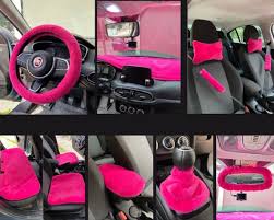 Pink Faux Fur Furry Car Seat Covers