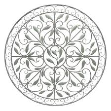 15x16 Metal Round White Flower Wall Art