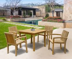 4 Seat Teak Patio Set With Stackable Chairs