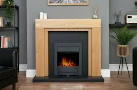 Electric Fire Oak Wood Fireplace Modern