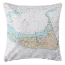 Island Girl Ma Nantucket Ma Nautical Chart Pillow
