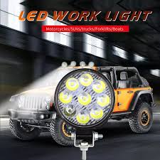 Round Work Led Light Bar 27w Car Light Bright Beam 12v 24v Led For Jeep Atv Uaz Suv 4wd 4x4 Truck Tractor Off Road Spot Light Light Bar Work Light Aliexpress