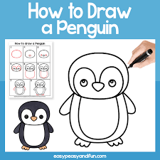 penguin directed drawing how to draw