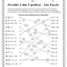 Absolute Value Equations Riddle And