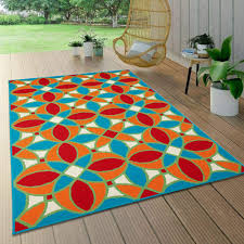 indoor outdoor rug orange blue plastic
