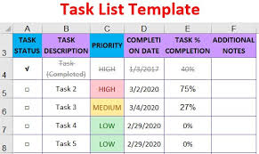 task list template free ods