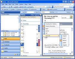 reading pane in outlook 2003