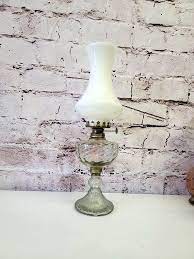 Vintage Oil Lamp With Original Milk