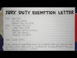 jury duty exemption request letter