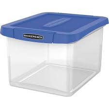Visit us on our website to place your order. Bankers Box Plastic File Storage Box Heavy Duty Letter Legal Clear With Blue Lid Costco