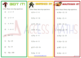 Solving Equations Worksheets Access Maths