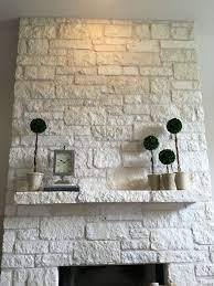 Large White Stone Fireplace