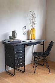 Work in style let your desk look as good as your work with this computer desk featuring a metal frame and rustic tabletop and shelves. Industrial Style Rustic Metal Desk Rockett St George