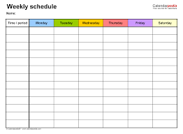 For other countries add a note in footer specific for the meeting room in their calendar schedule. Free Weekly Schedules For Excel 18 Templates
