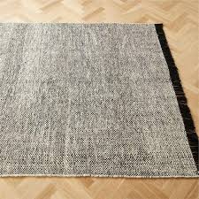kilim geometric black white fringed rug