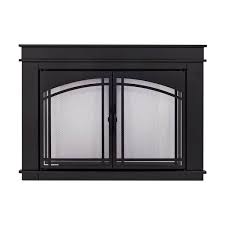 Black Glass Fireplace Doors