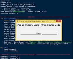 pop up window using python source code