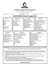 Butts County School District Sy2019 2020 School Supply Lists