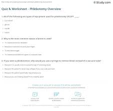 Even, you will find good printable for residence accessories and timetable. Quiz Worksheet Phlebotomy Overview Study Com